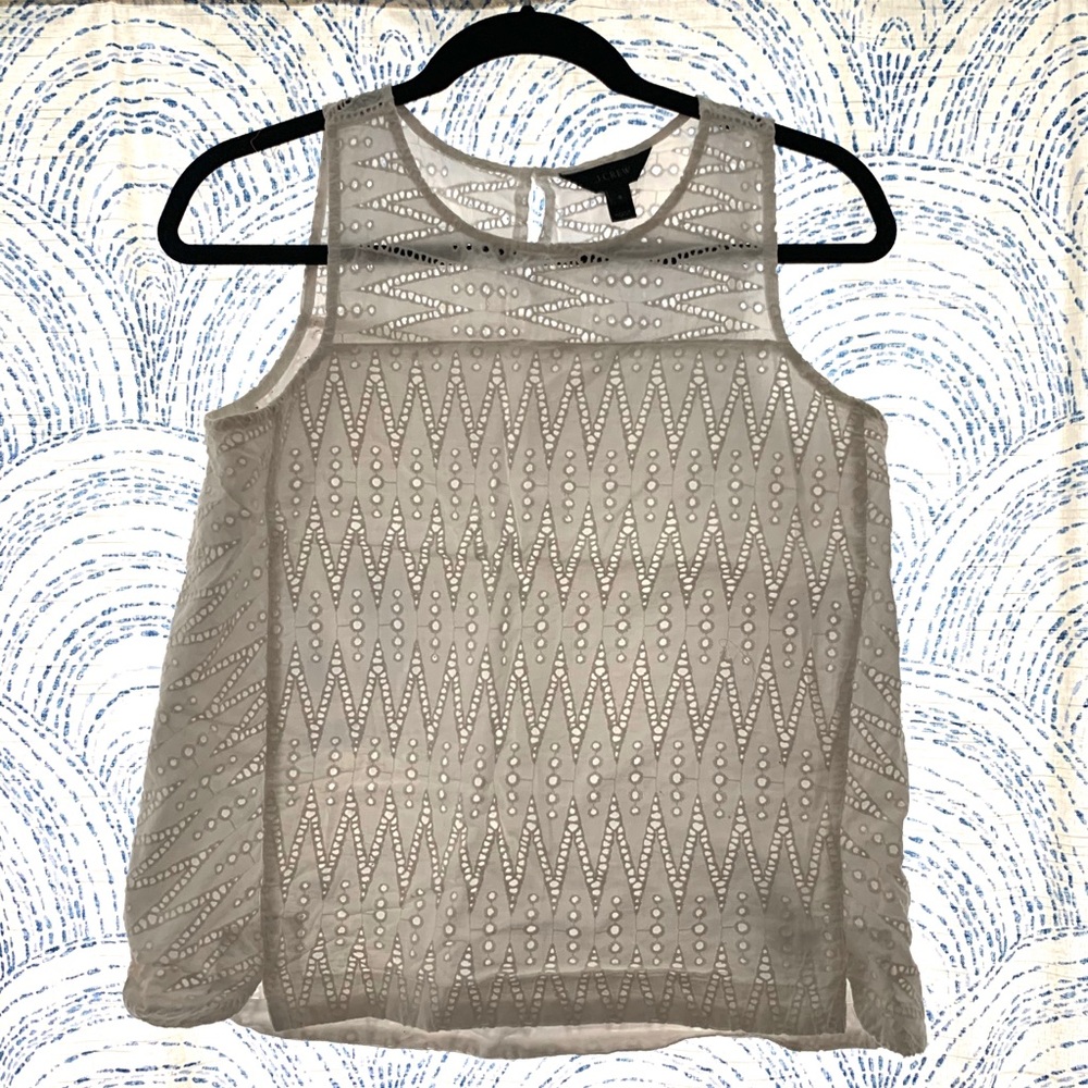 J Crew Cotton eyelet white sleeveless top